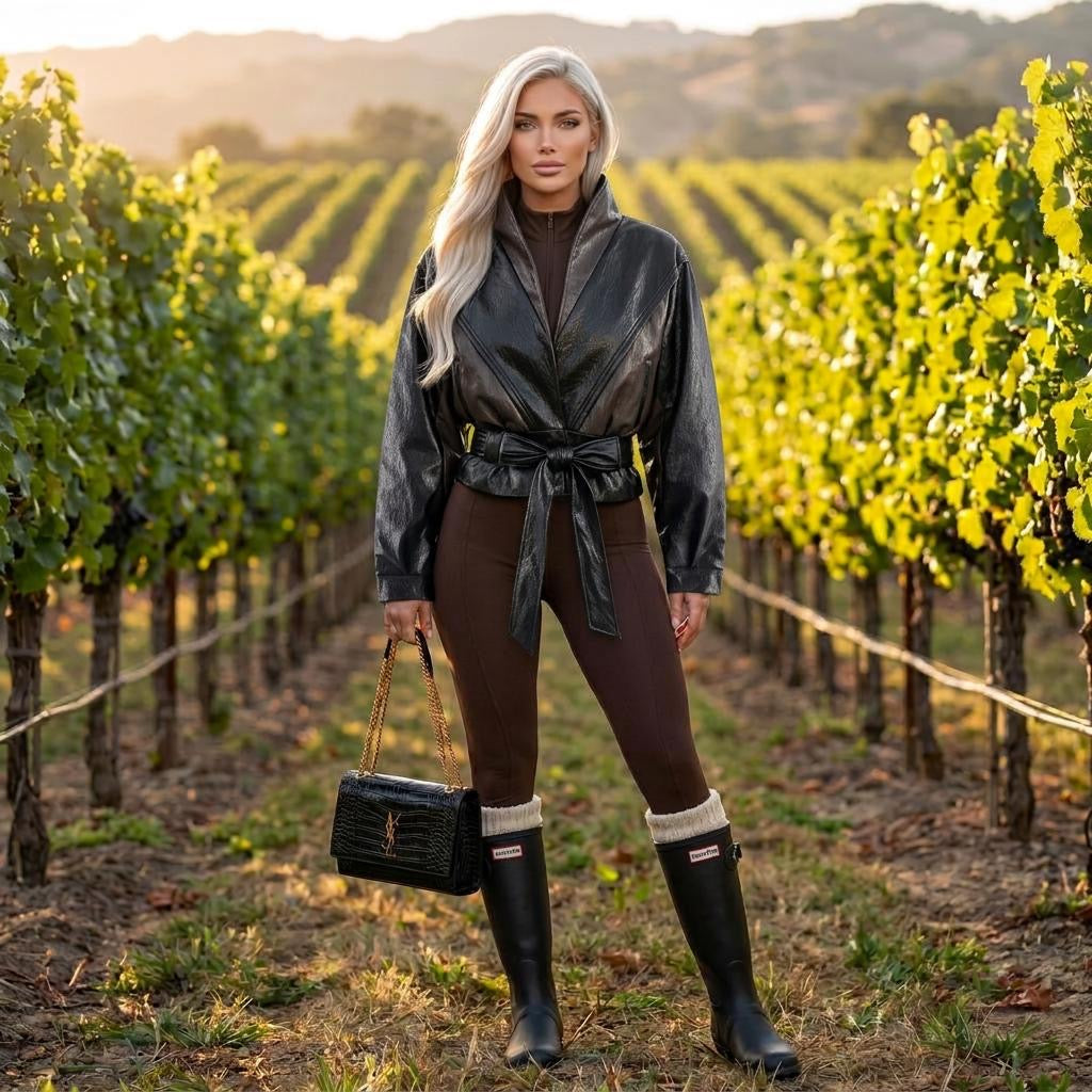THE OKANAGAN NOIR CROPPED LEATHER LOOK JACKET